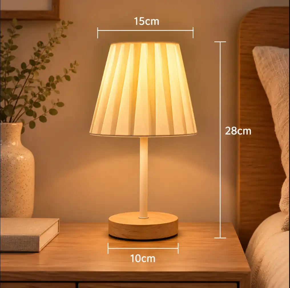 Pleated Shade LED Bedside Lamp – Multicolor with Remote Control