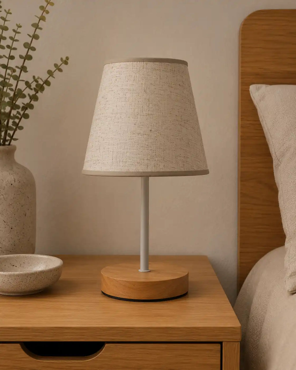 Pleated Shade LED Bedside Lamp – Multicolor with Remote Control