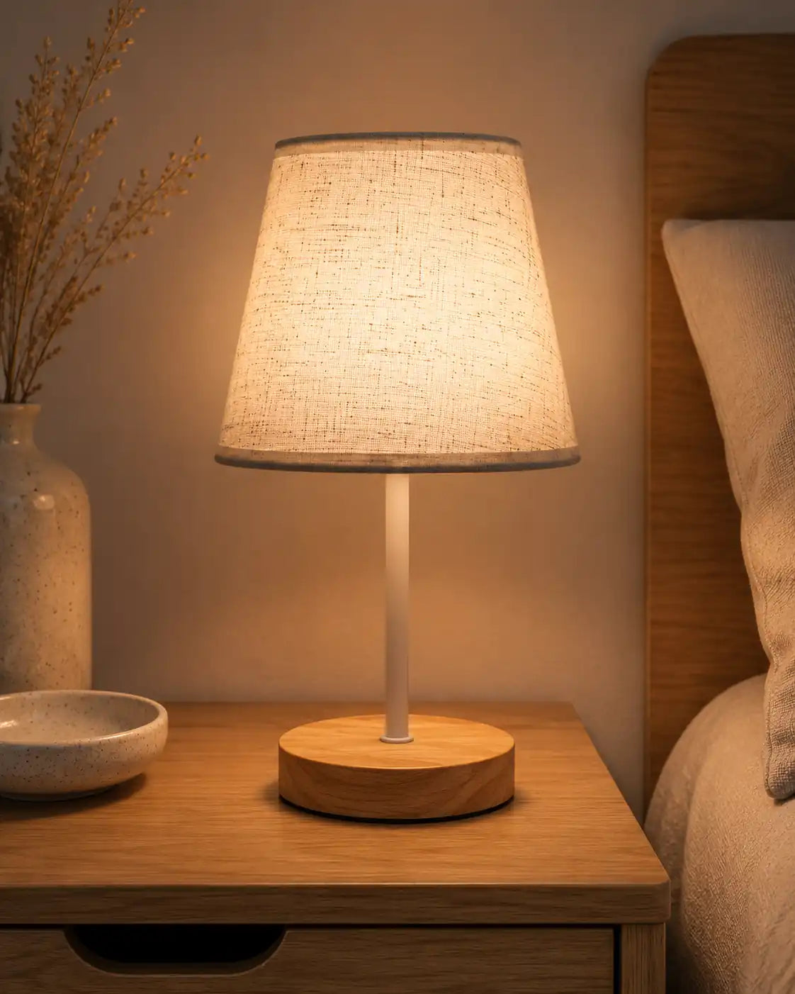 Pleated Shade LED Bedside Lamp – Multicolor with Remote Control