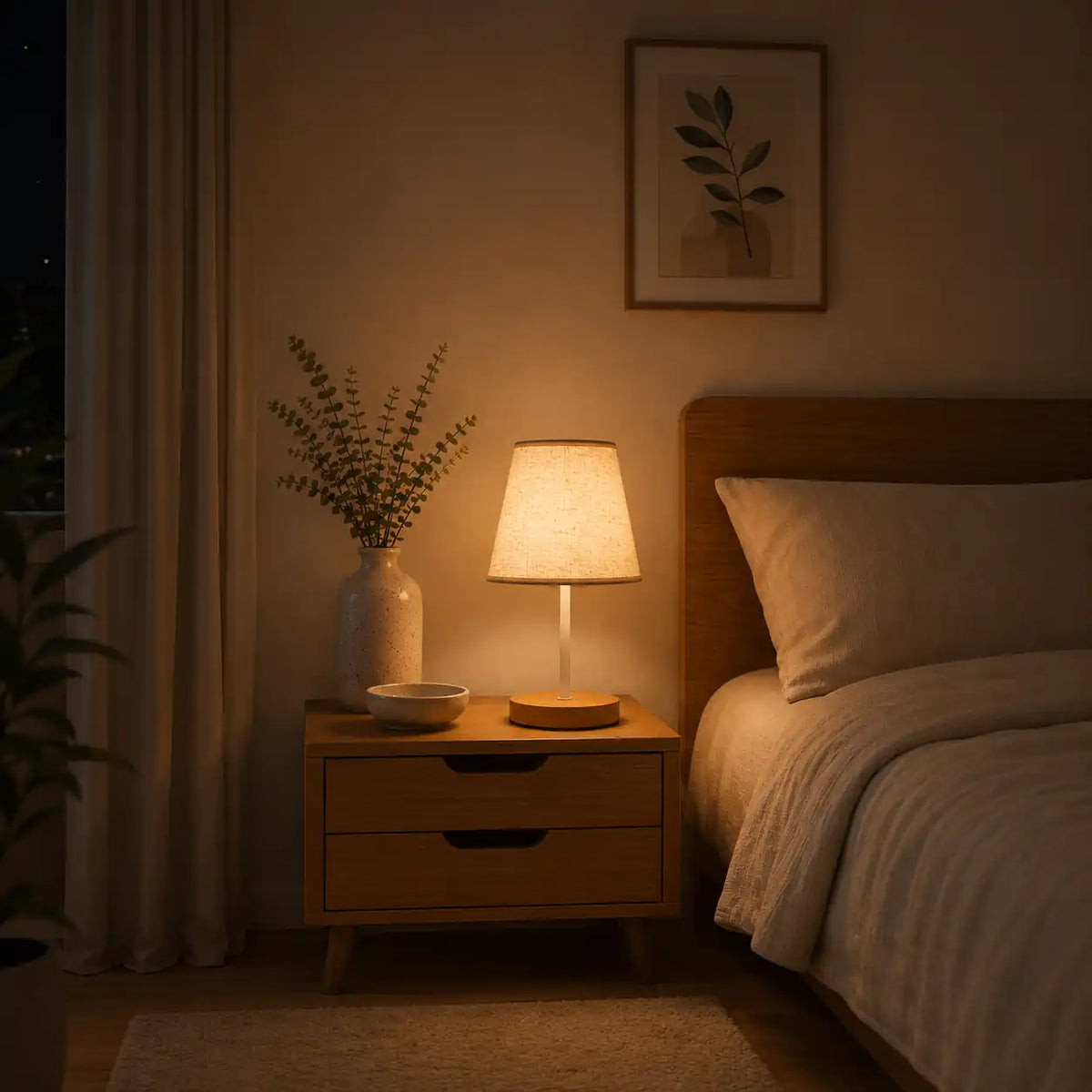 Pleated Shade LED Bedside Lamp – Multicolor with Remote Control
