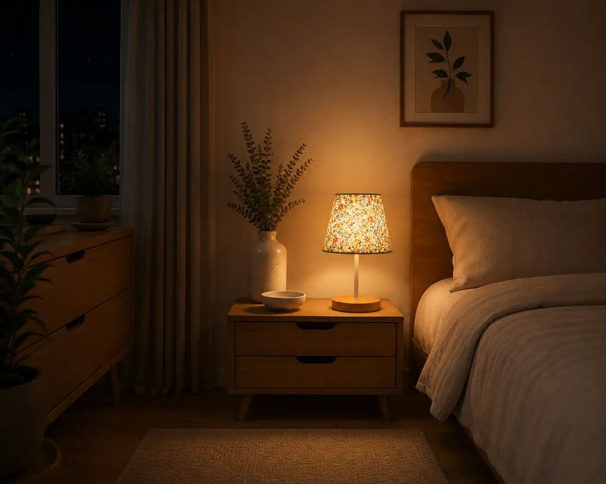 Pleated Shade LED Bedside Lamp – Multicolor with Remote Control