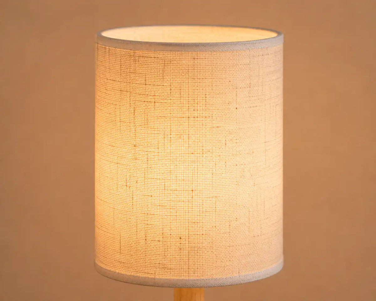 Lampe de chevet en bois avec abat-jour en lin – 3 couleurs de lumière