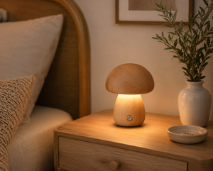 LED Mushroom Bedside Lamp – Touch-controlled, rechargeable, and cordless