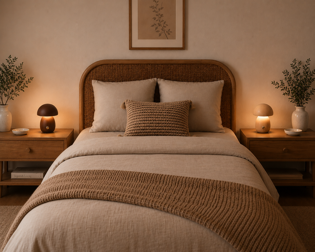 LED Mushroom Bedside Lamp – Touch-controlled, rechargeable, and cordless