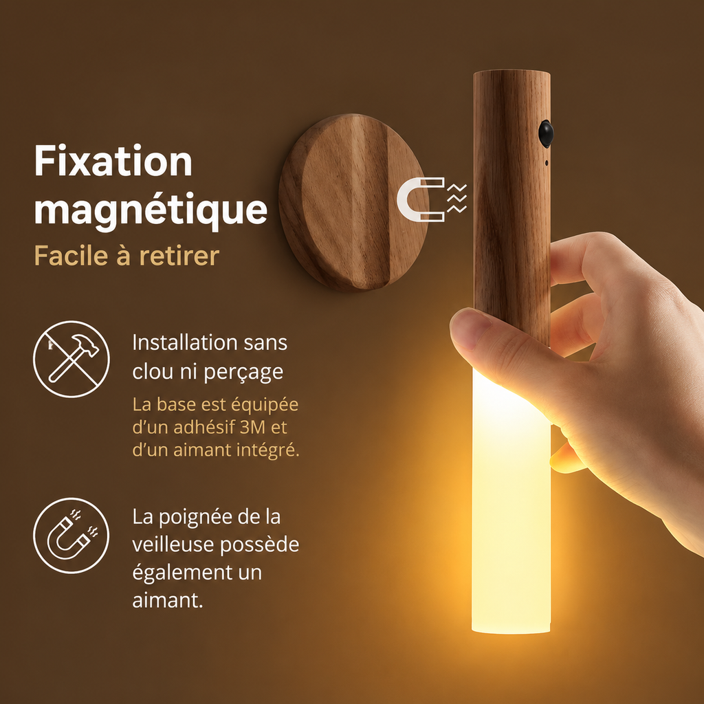 Magnetic Wall Night Light with Motion Sensor – Rechargeable LED
