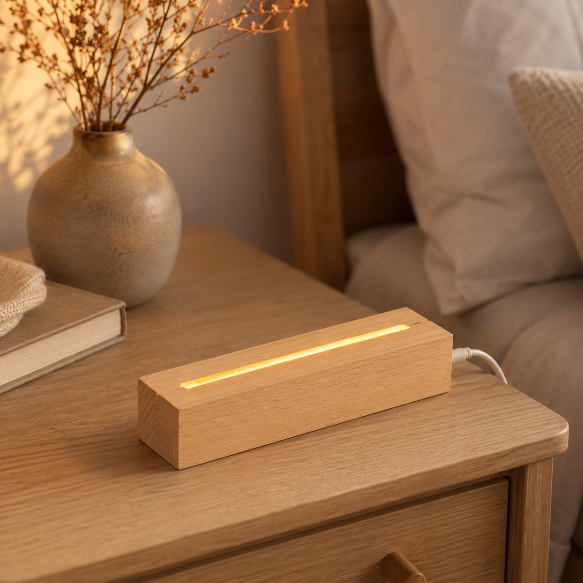 Lampe murale LED en bois – Faisceaux lumineux décoratifs