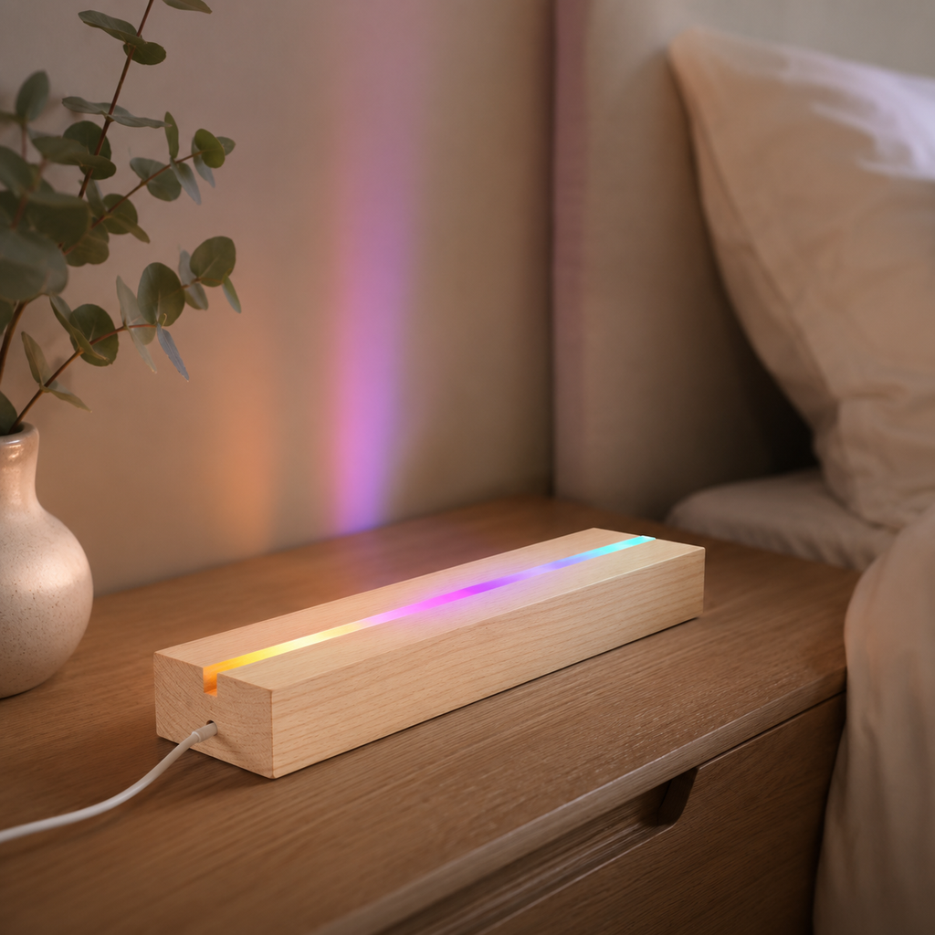 Lampe murale LED en bois – Faisceaux lumineux décoratifs