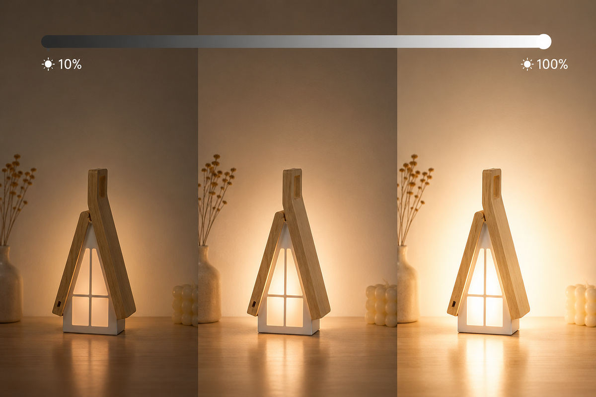 Wooden LED Bedside Lamp – Rechargeable and Touch-activated