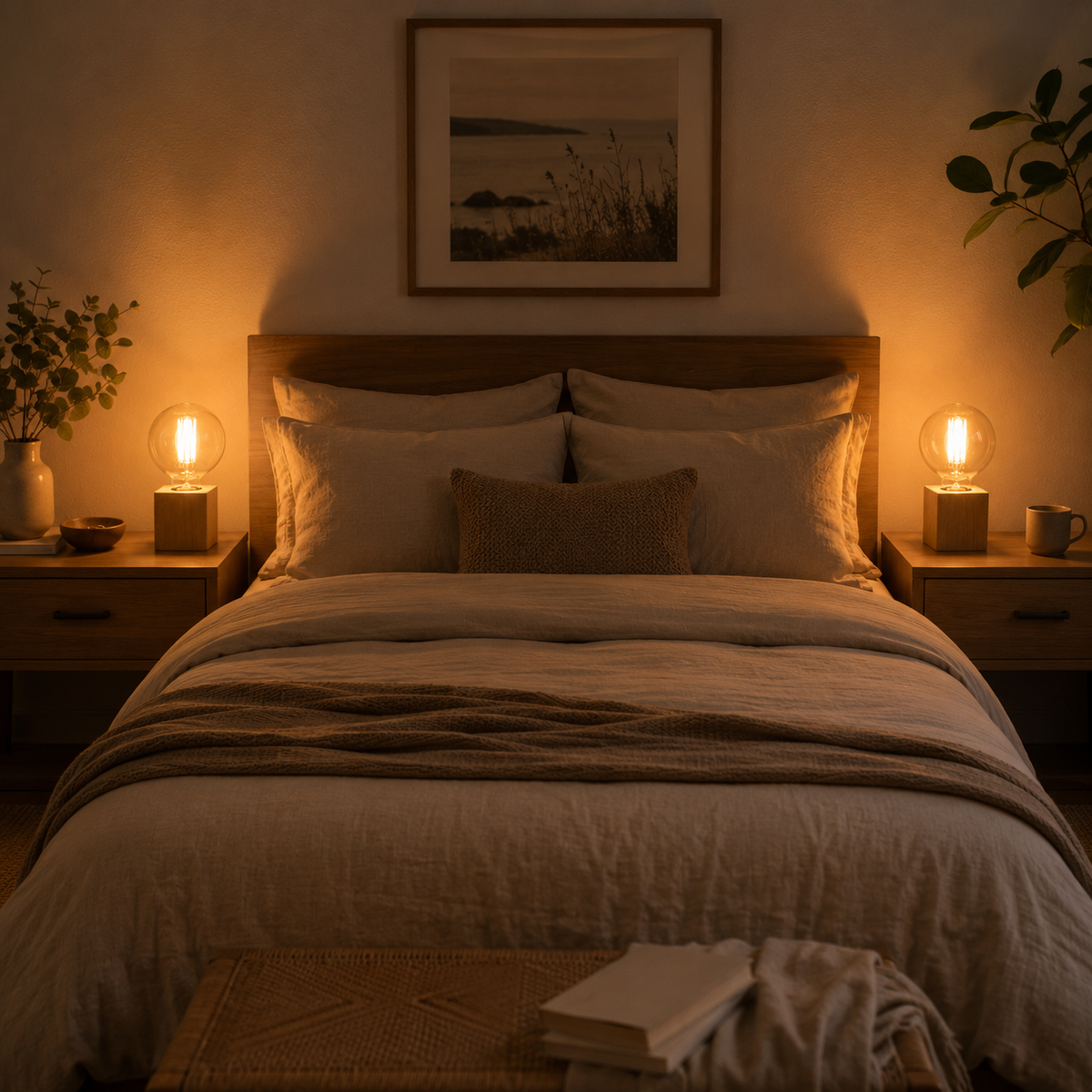 Lampe de chevet en bois douille E27 – Style vintage personnalisable