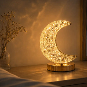 Lampe de chevet lune en cristal – LED tactile à intensité réglable