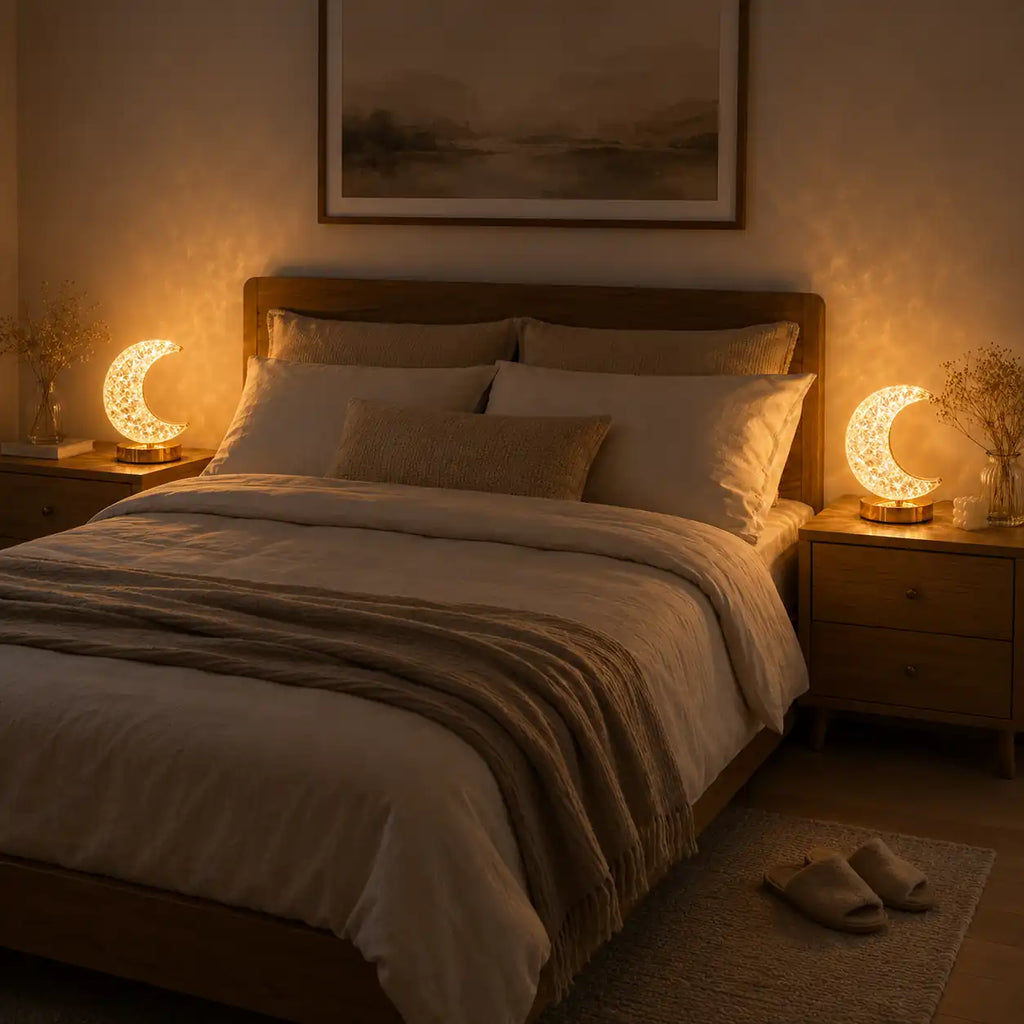 Lampe de chevet lune en cristal – LED tactile à intensité réglable