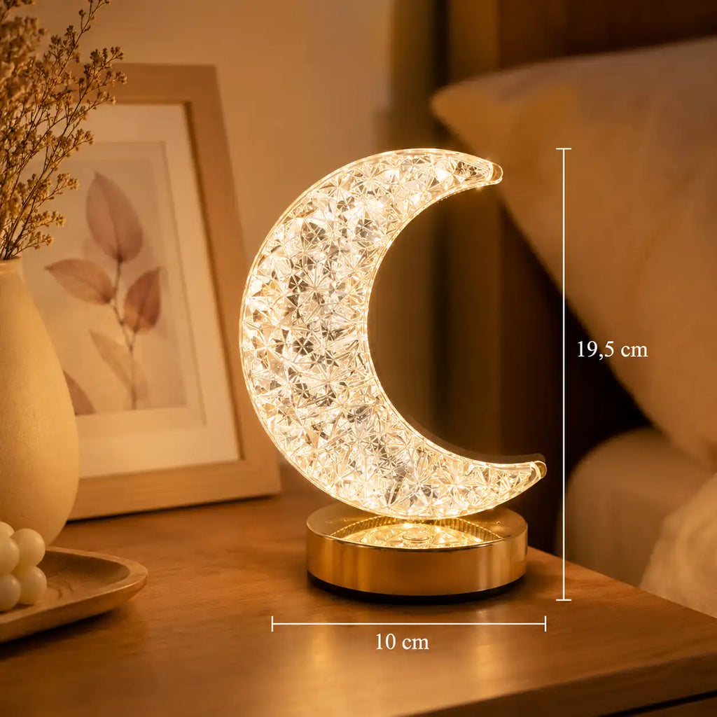Lampe de chevet lune en cristal – LED tactile à intensité réglable