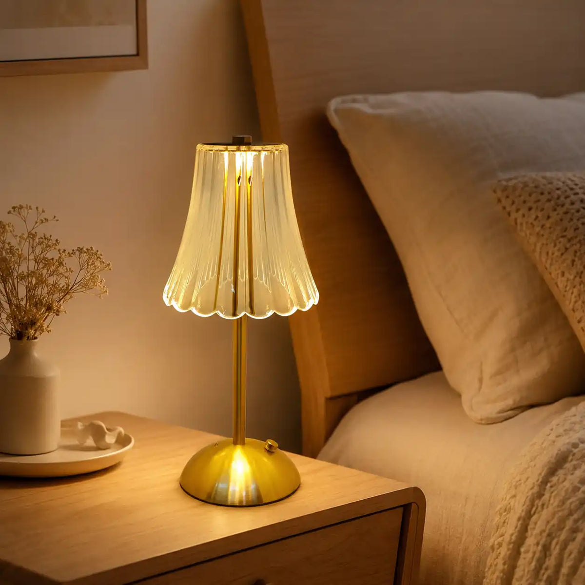 Lampe de chevet LED étoilée tactile – 3 couleurs et intensité réglable