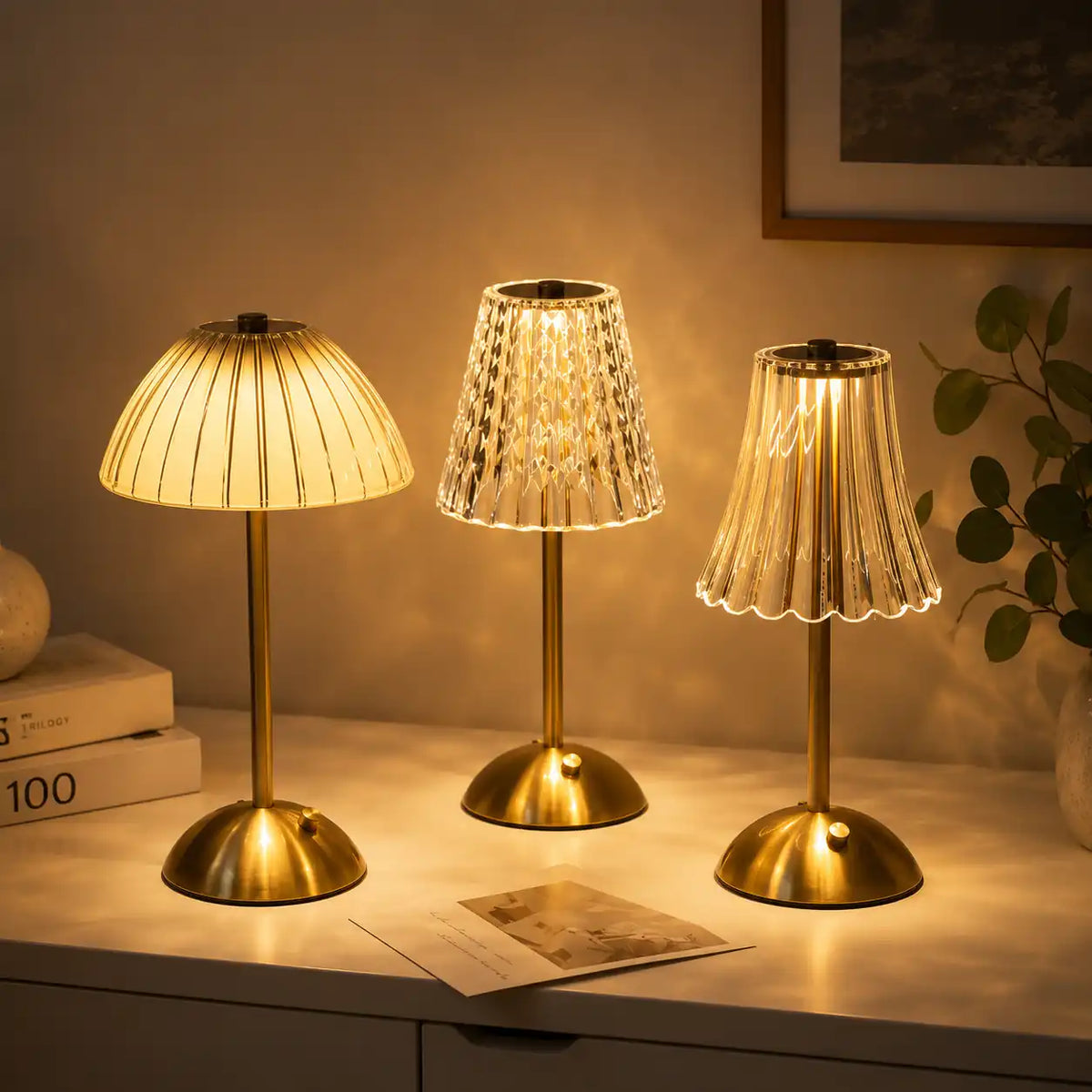 Lampe de chevet LED étoilée tactile – 3 couleurs et intensité réglable