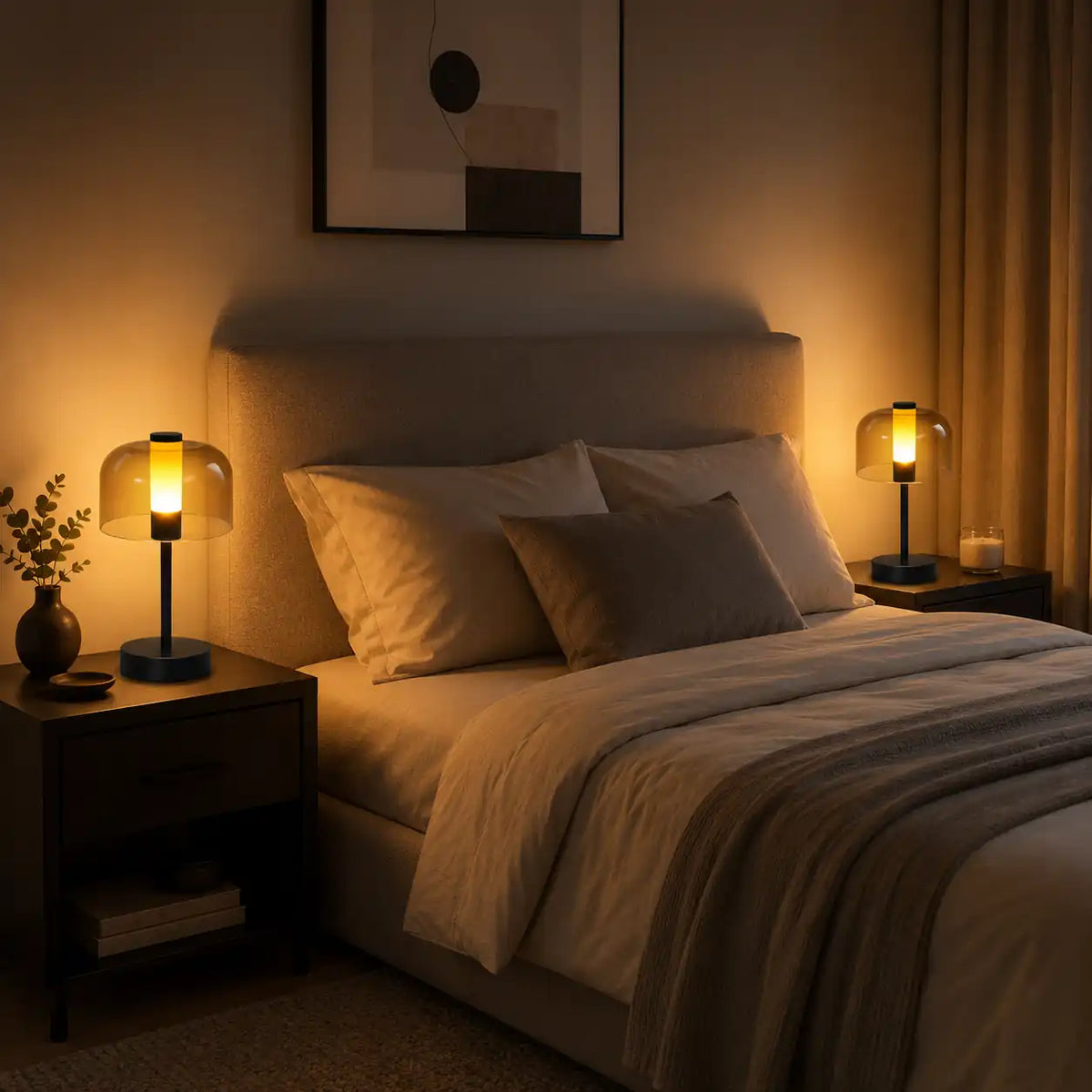 Lampe de chevet LED tactile sans fil – 3 couleurs et intensité réglable