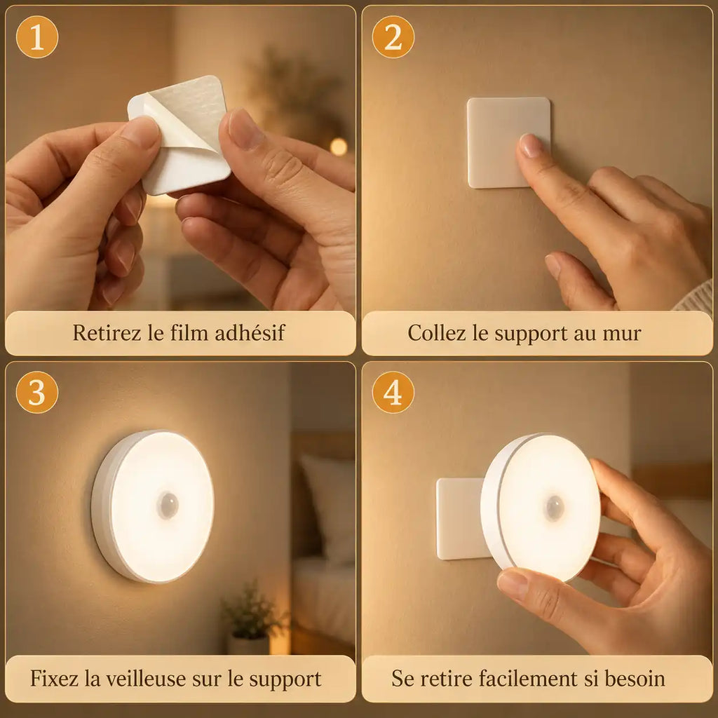 Veilleuse LED avec détecteur de mouvement – Rechargeable et sans fil