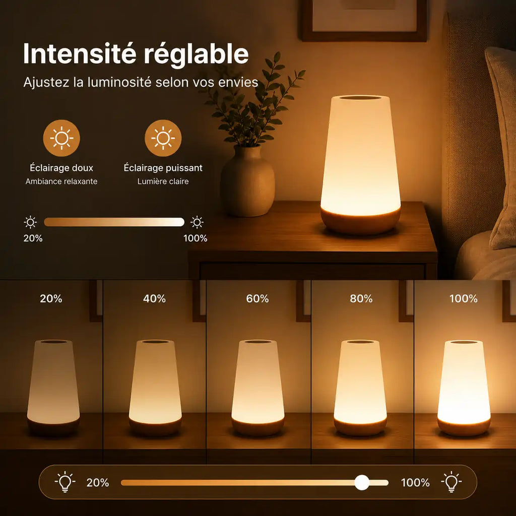 Lampe de chevet LED tactile multicolore – 13 couleurs et télécommande