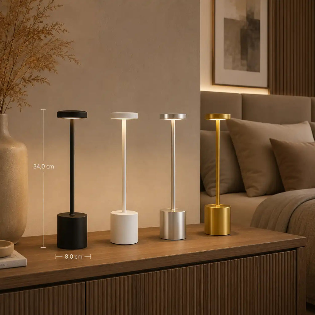 Cordless LED Bedside Lamp – Touch-Activated, Rechargeable, 3 Colors