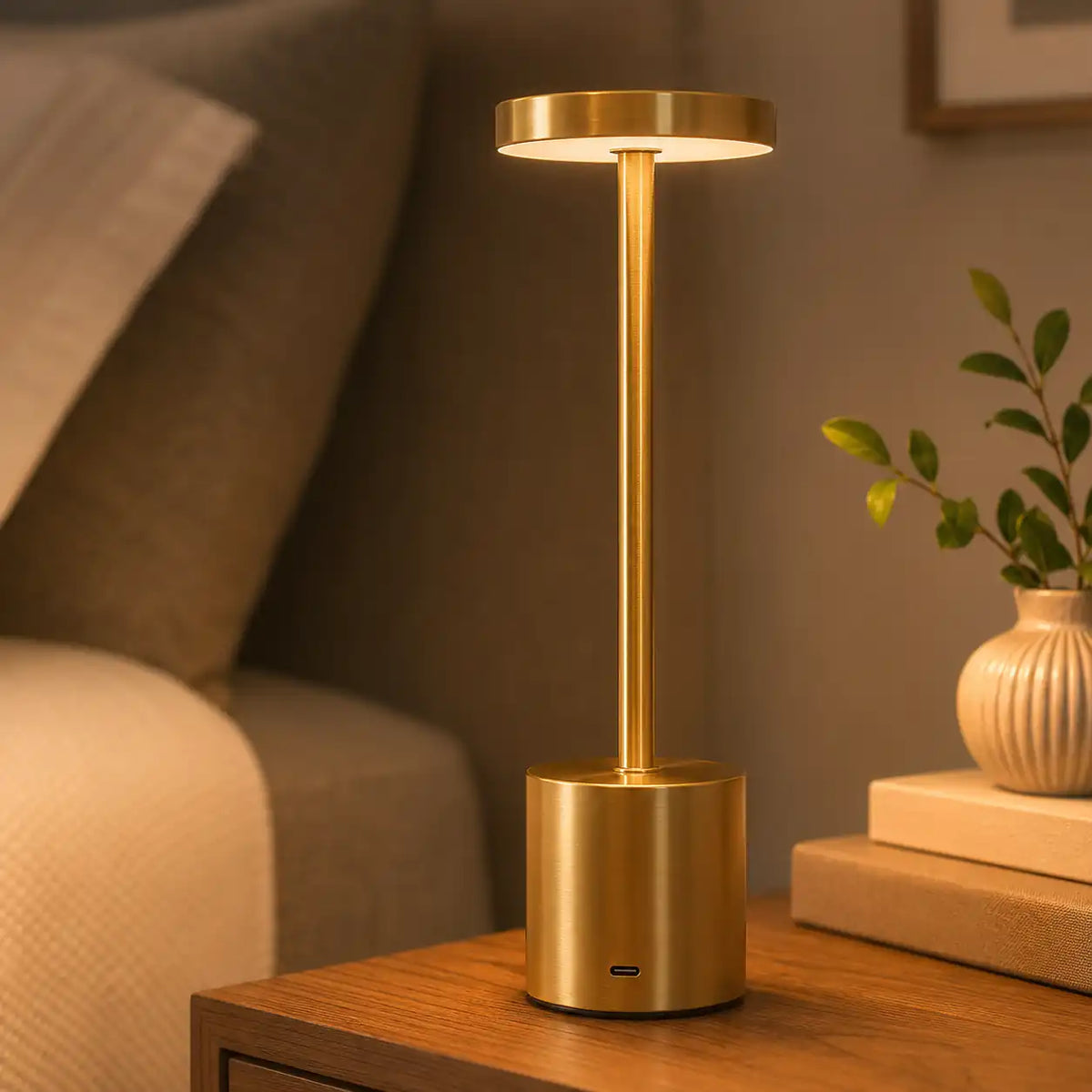 Cordless LED Bedside Lamp – Touch-Activated, Rechargeable, 3 Colors