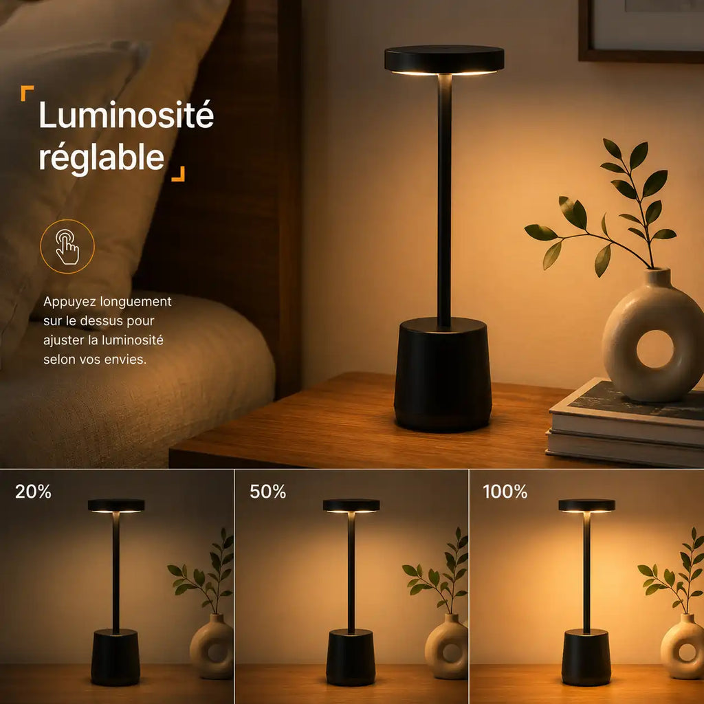 Cordless LED Bedside Lamp – Touch-Activated, Rechargeable, 3 Colors