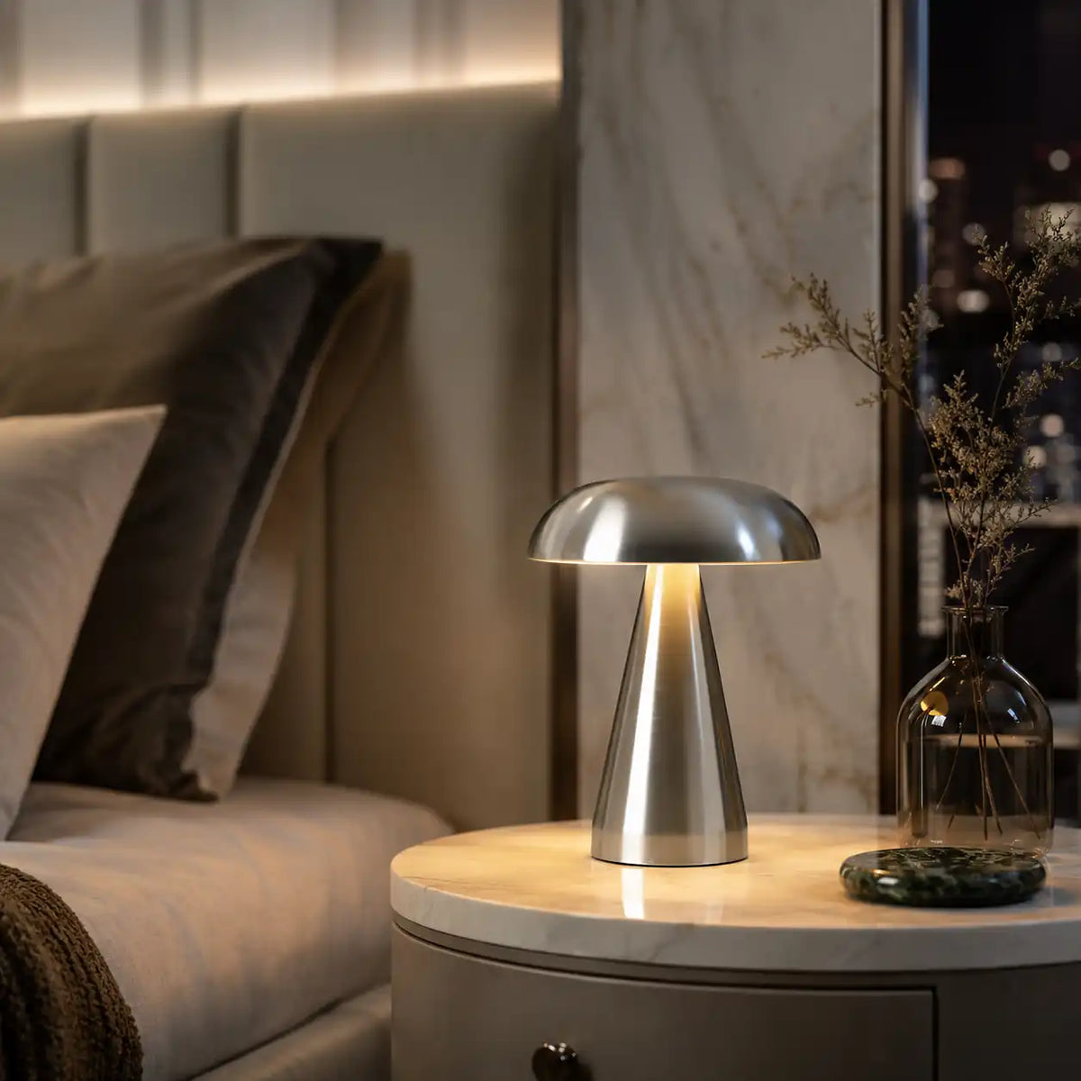 Lampe de chevet champignon LED tactile – Rechargeable et intensité réglable