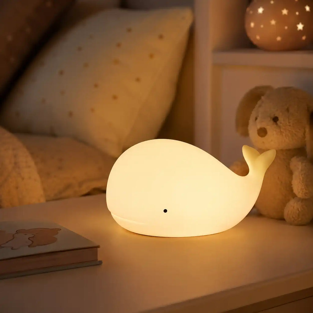 Veilleuse baleine en silicone – Lampe tactile rechargeable et multicolore