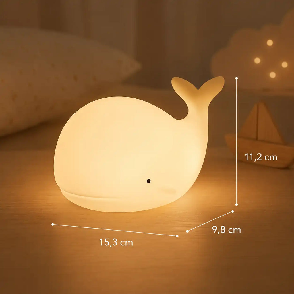Veilleuse baleine en silicone – Lampe tactile rechargeable et multicolore