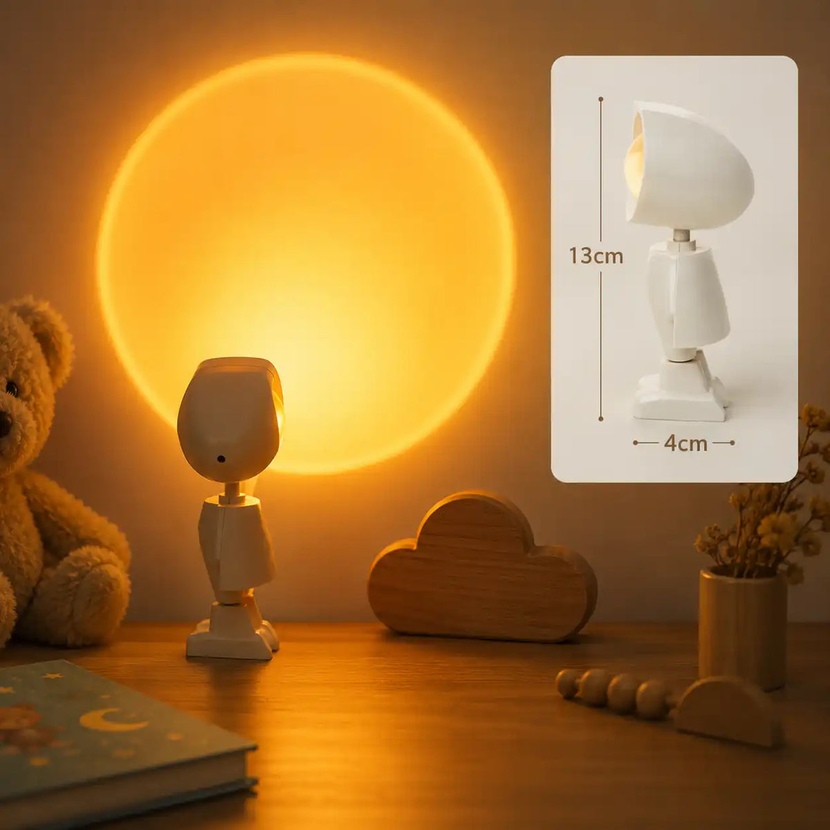 LED sunset projector lamp – 7 touch colors and rechargeable