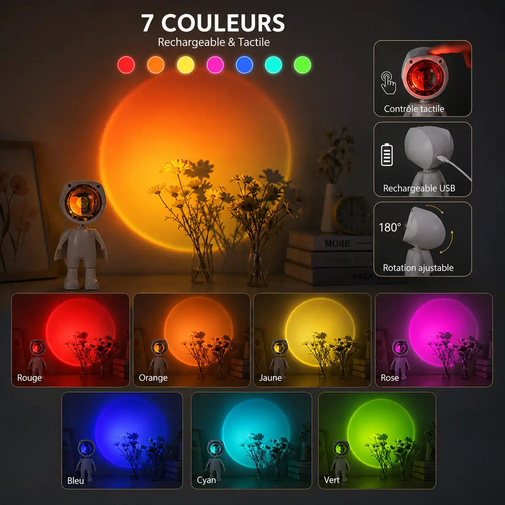 LED sunset projector lamp – 7 touch colors and rechargeable