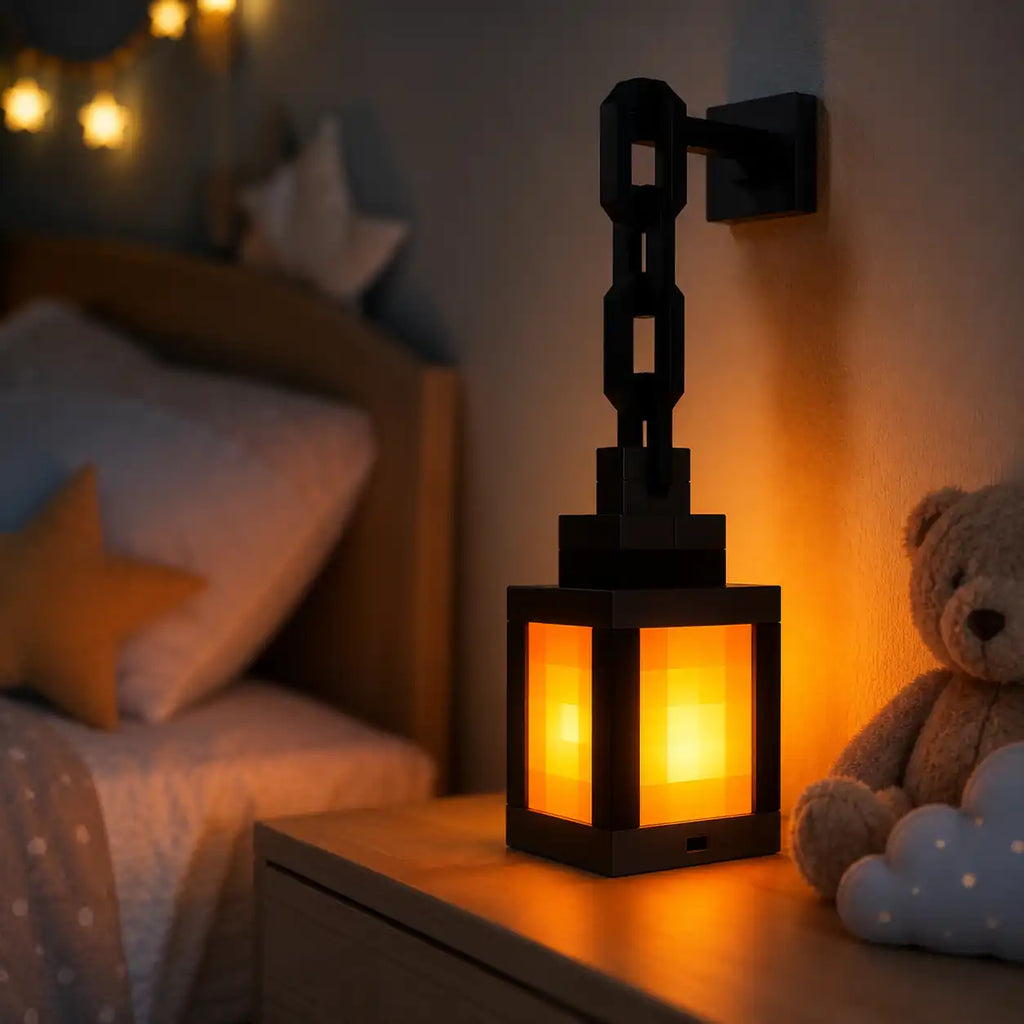 Lampe lanterne Minecraft LED – Veilleuse multicolore avec télécommande