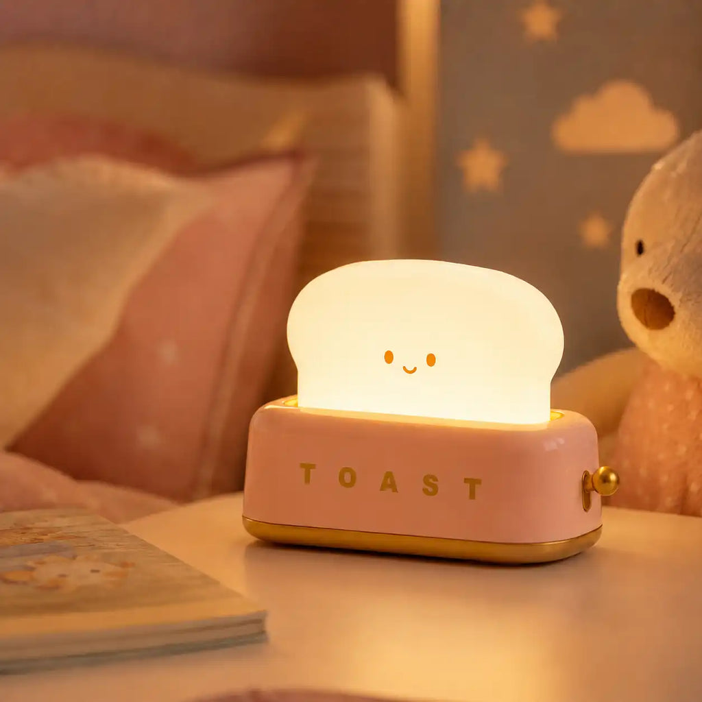 Rechargeable LED Toast Nightlight – Soft and Cute Bedside Lamp