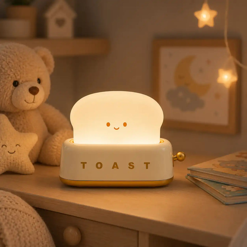 Rechargeable LED Toast Nightlight – Soft and Cute Bedside Lamp