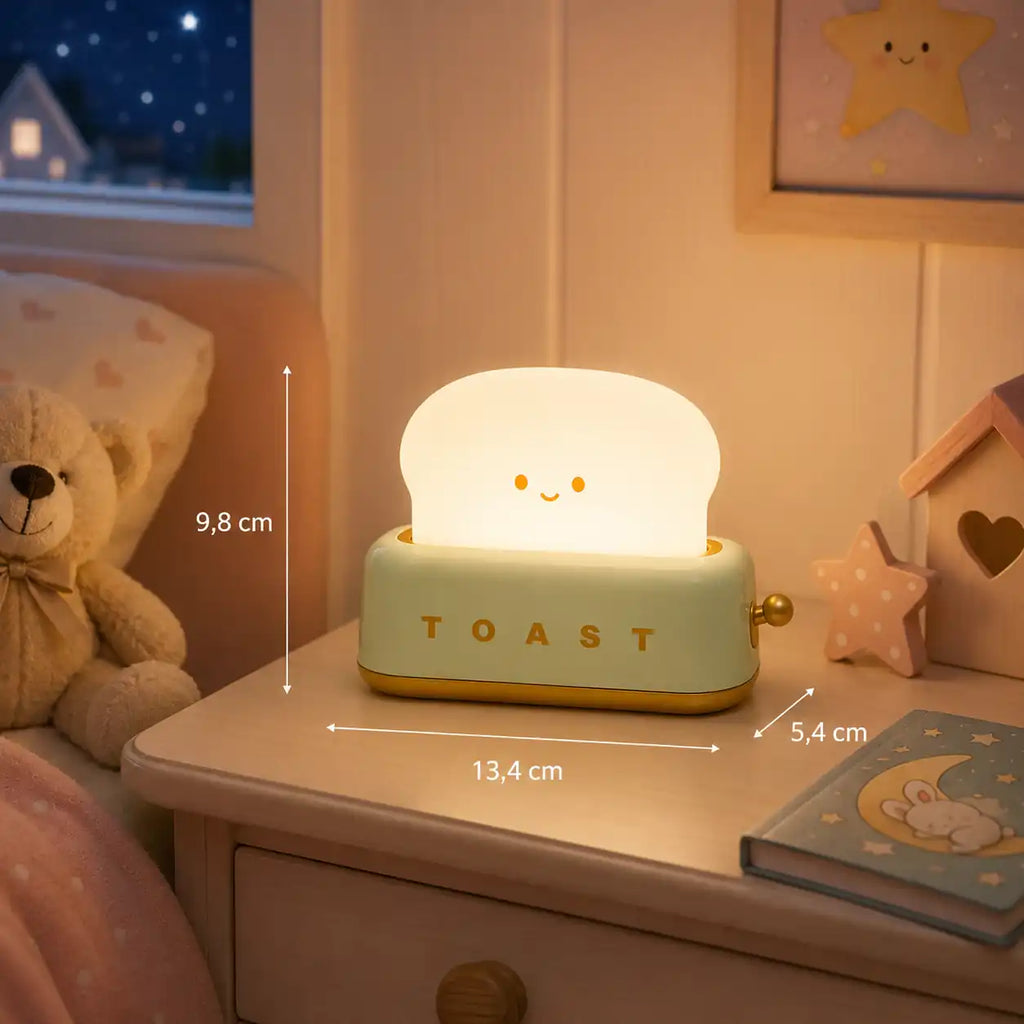 Rechargeable LED Toast Nightlight – Soft and Cute Bedside Lamp