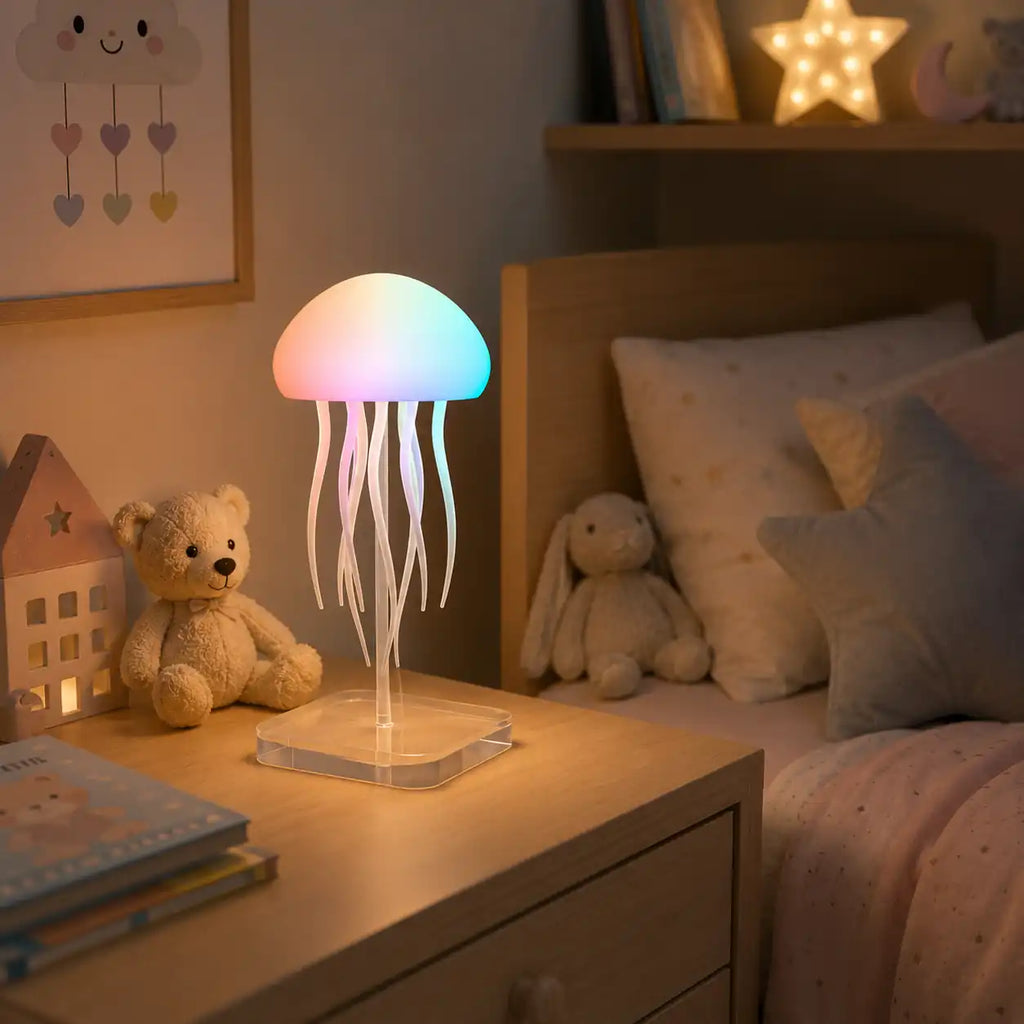 Lampe méduse LED multicolore avec télécommande – Veilleuse suspendue