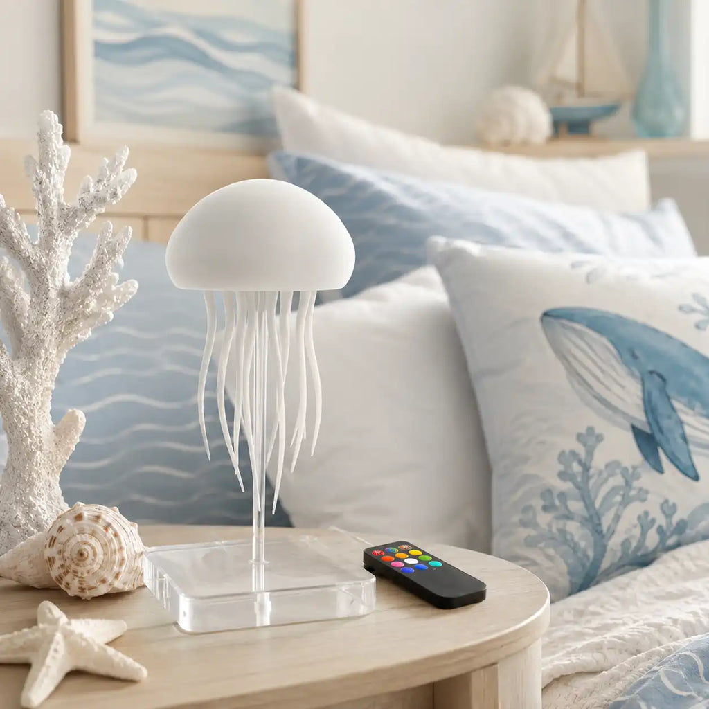 Lampe méduse LED multicolore avec télécommande – Veilleuse suspendue