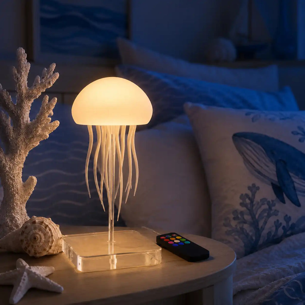 Lampe méduse LED multicolore avec télécommande – Veilleuse suspendue