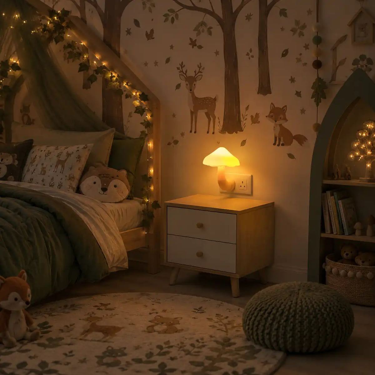 Veilleuse champignon LED colorée – Mini lampe de nuit pour prise secteur