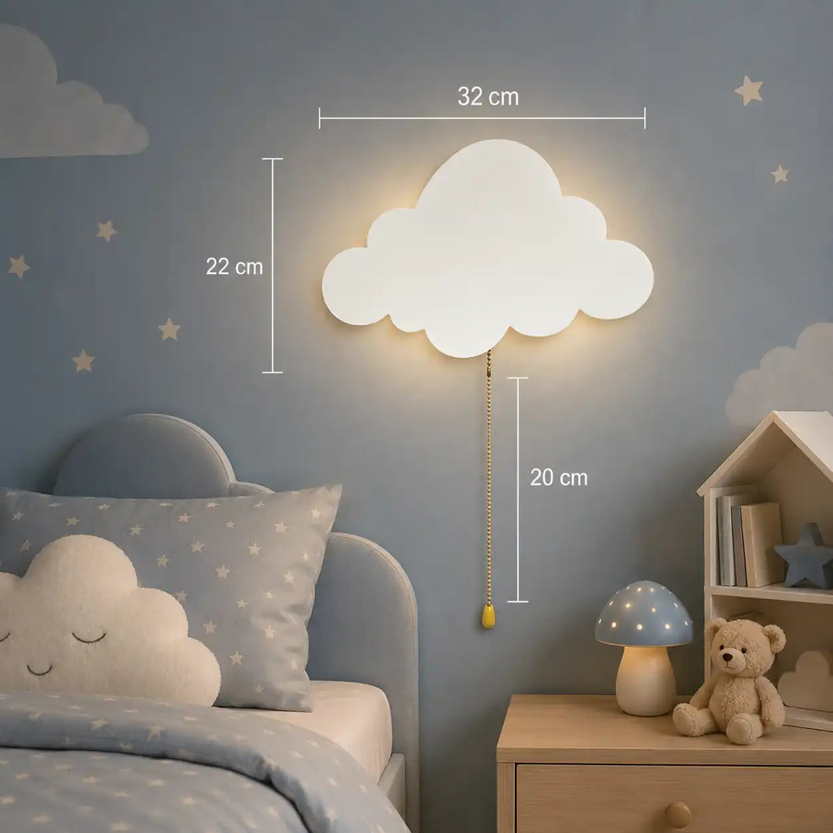 Veilleuse murale nuage – Lampe de chevet enfant douce et rassurante