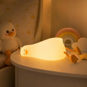 Lying Duck Silicone Night Light - Rechargeable LED Bedside Lamp