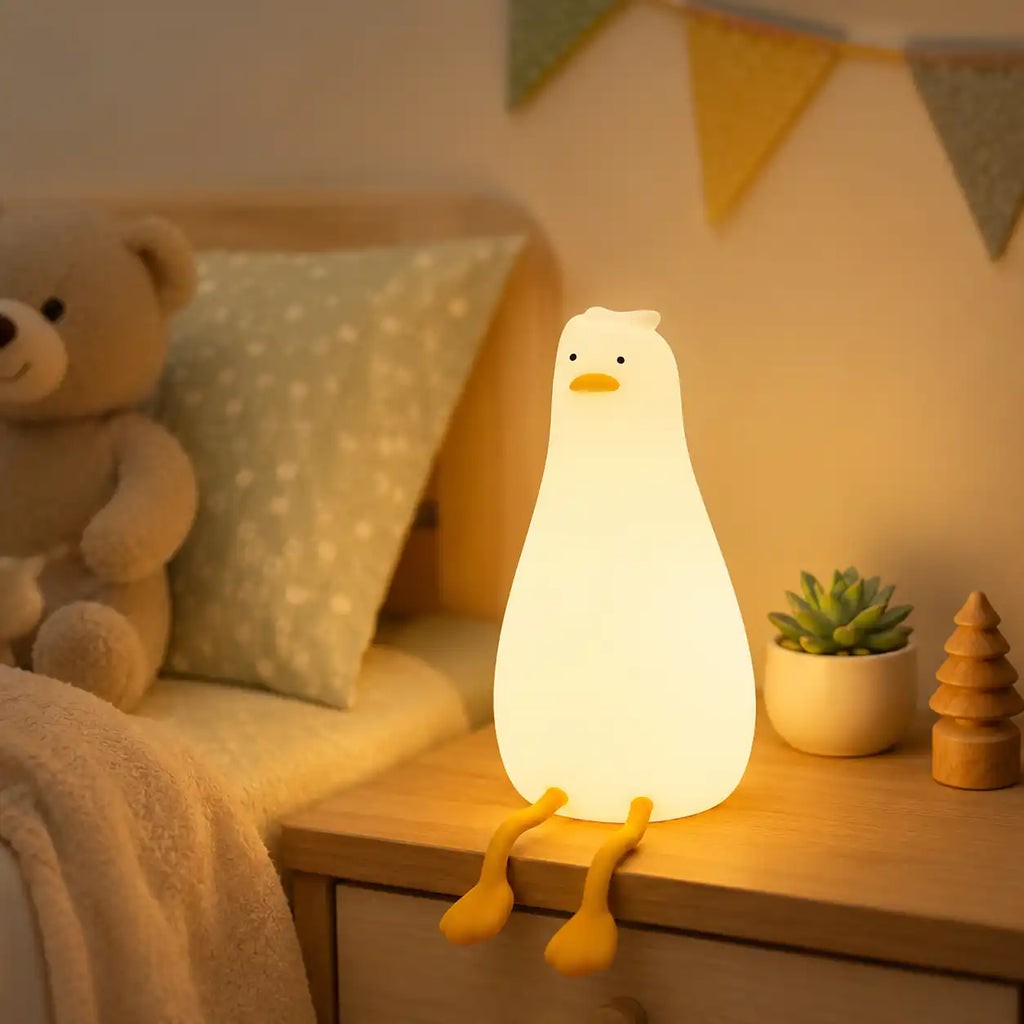 Lying Duck Silicone Night Light - Rechargeable LED Bedside Lamp