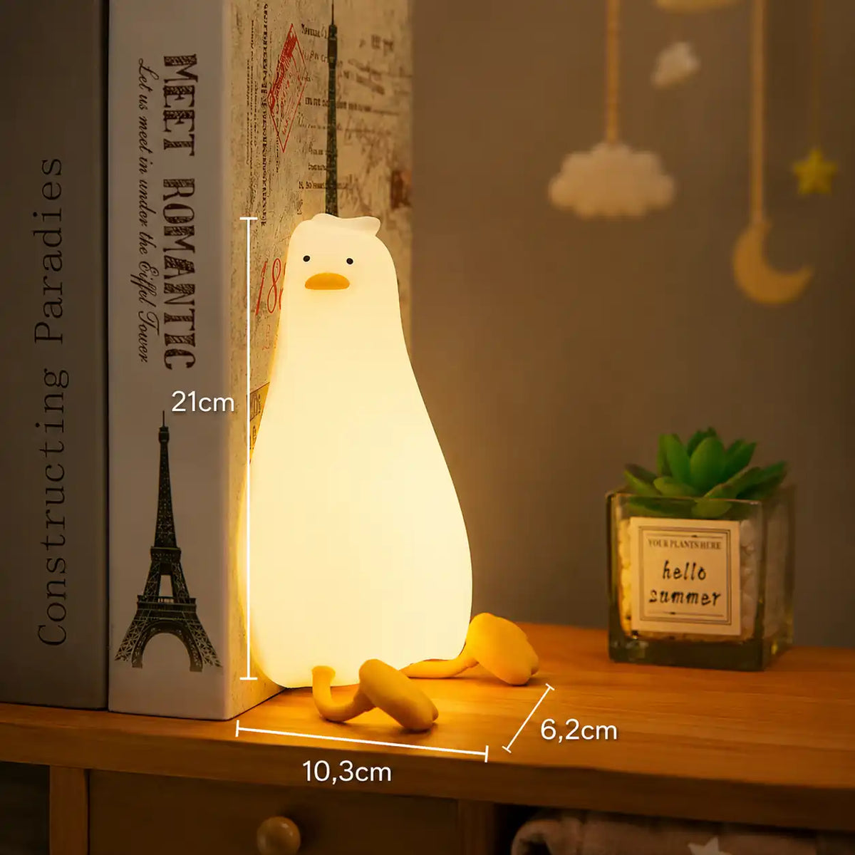 Lying Duck Silicone Night Light - Rechargeable LED Bedside Lamp