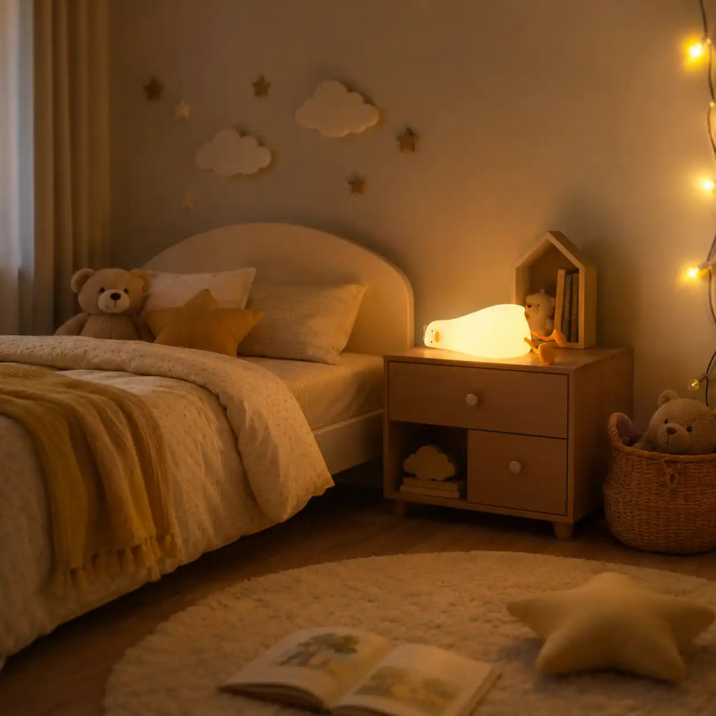 Lying Duck Silicone Night Light - Rechargeable LED Bedside Lamp