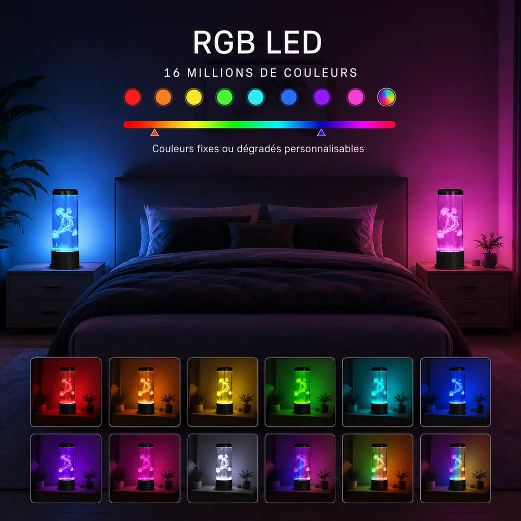 Lampe méduse LED avec aquarium décoratif – Veilleuse lumineuse multicolore