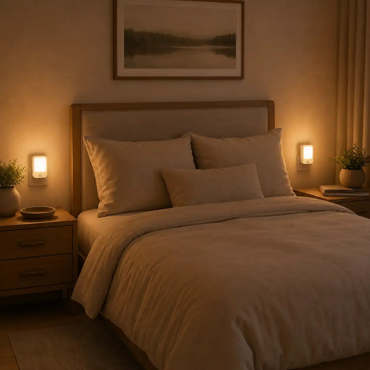 LED wall night light with light sensor