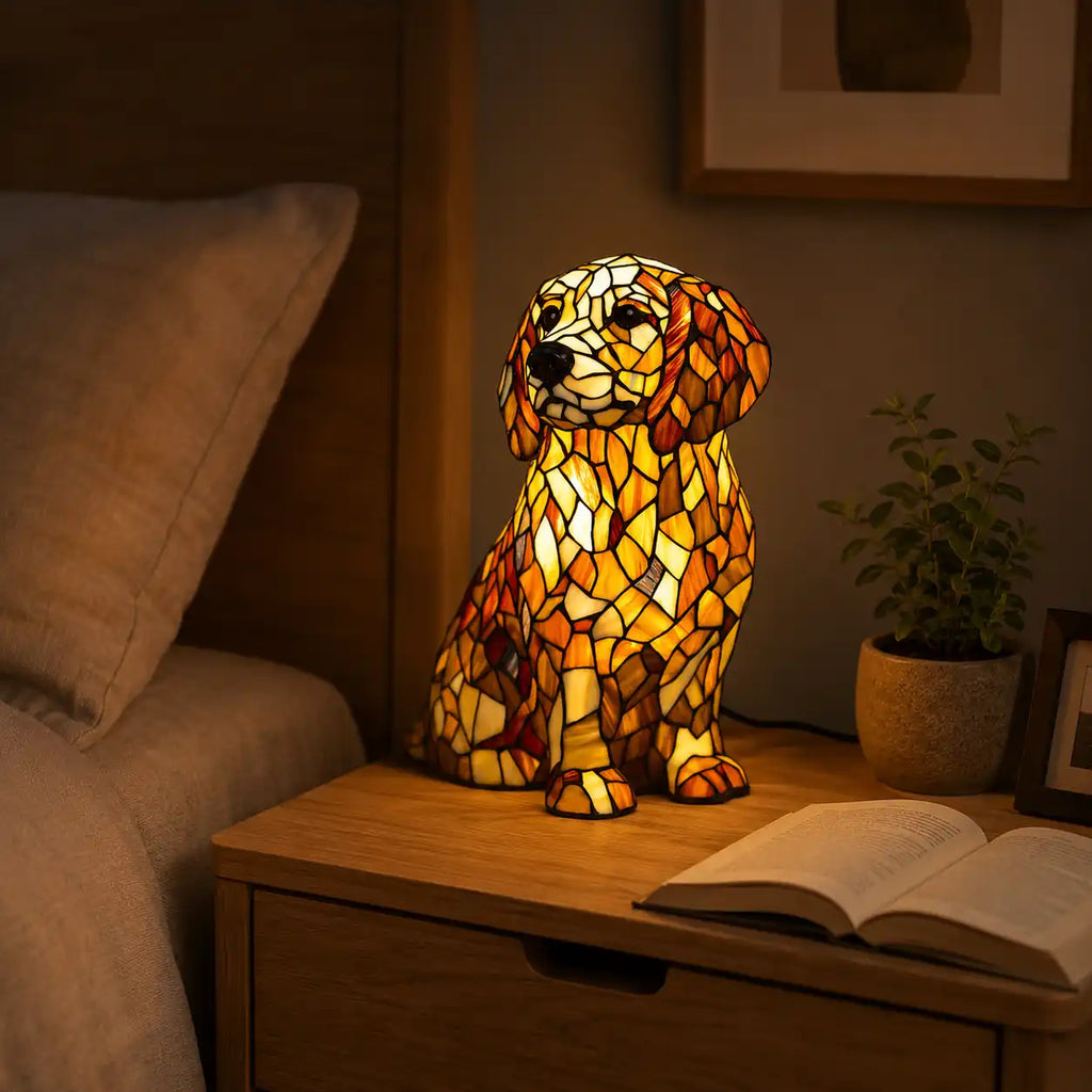 Lampe décorative animal style vitrail – Veilleuse LED colorée 20 cm