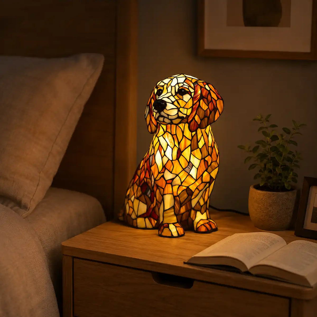 Lampe décorative animal style vitrail – Veilleuse LED colorée 20 cm