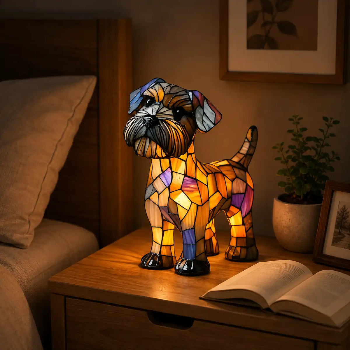 Lampe décorative animal style vitrail – Veilleuse LED colorée 20 cm