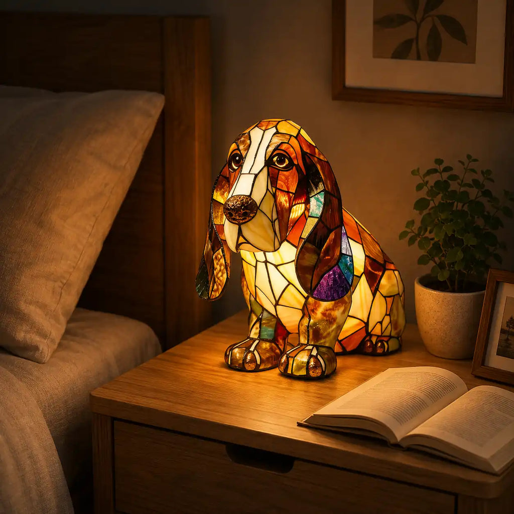 Lampe décorative animal style vitrail – Veilleuse LED colorée 20 cm