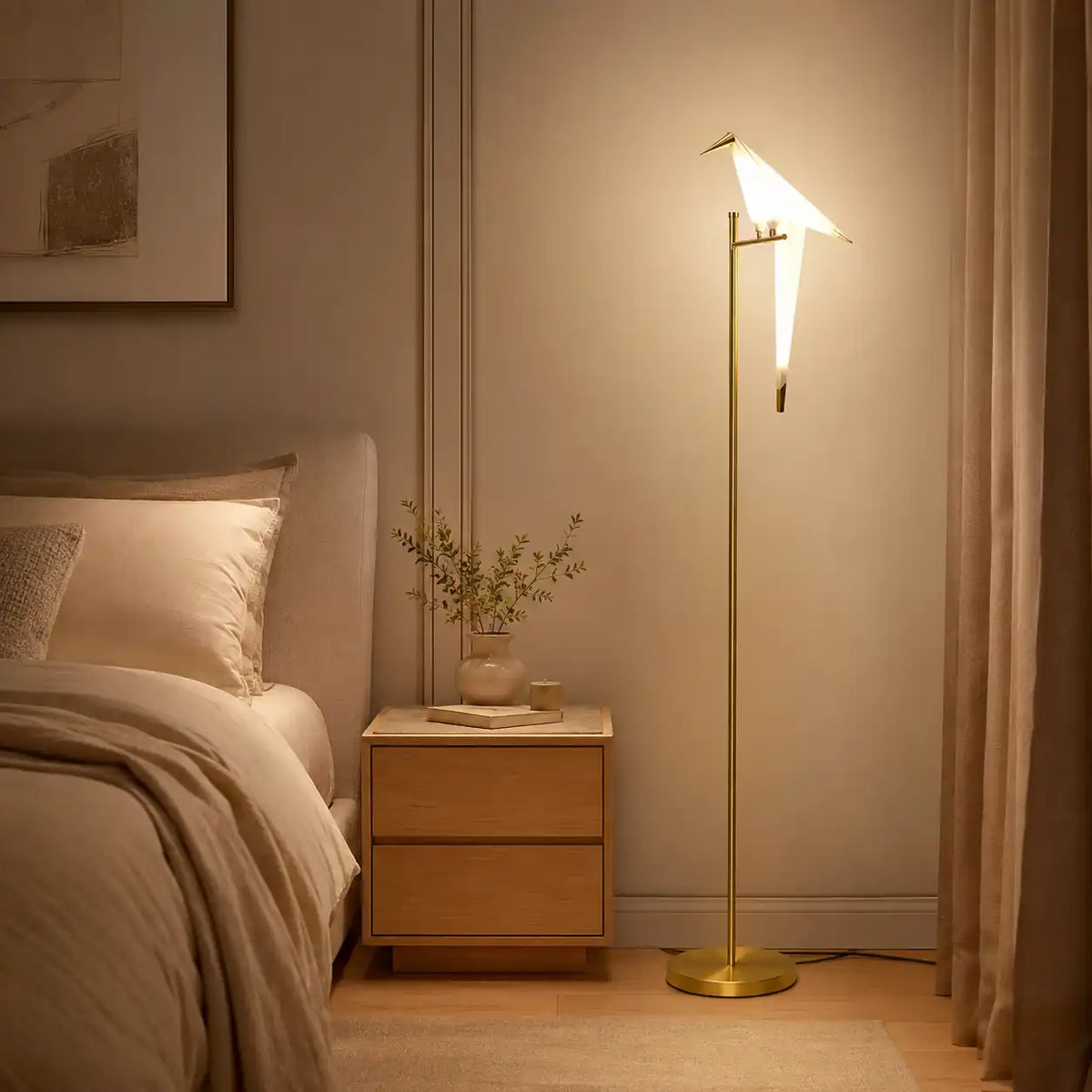 Lampadaire LED luxueux oiseaux origami – Design sculptural et lumière douce