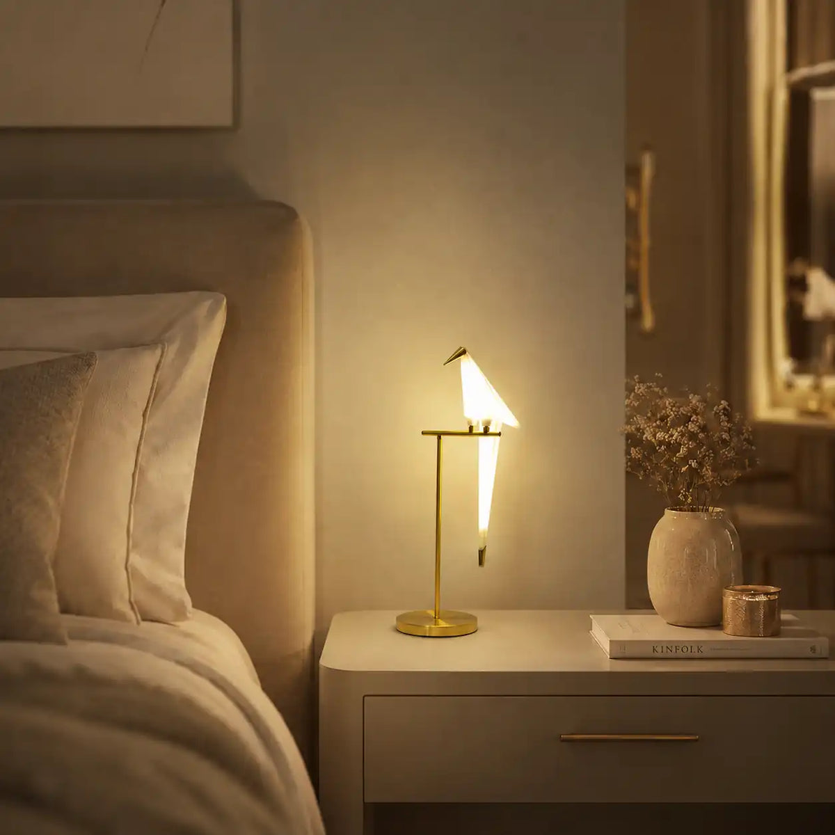 Lampadaire LED luxueux oiseaux origami – Design sculptural et lumière douce